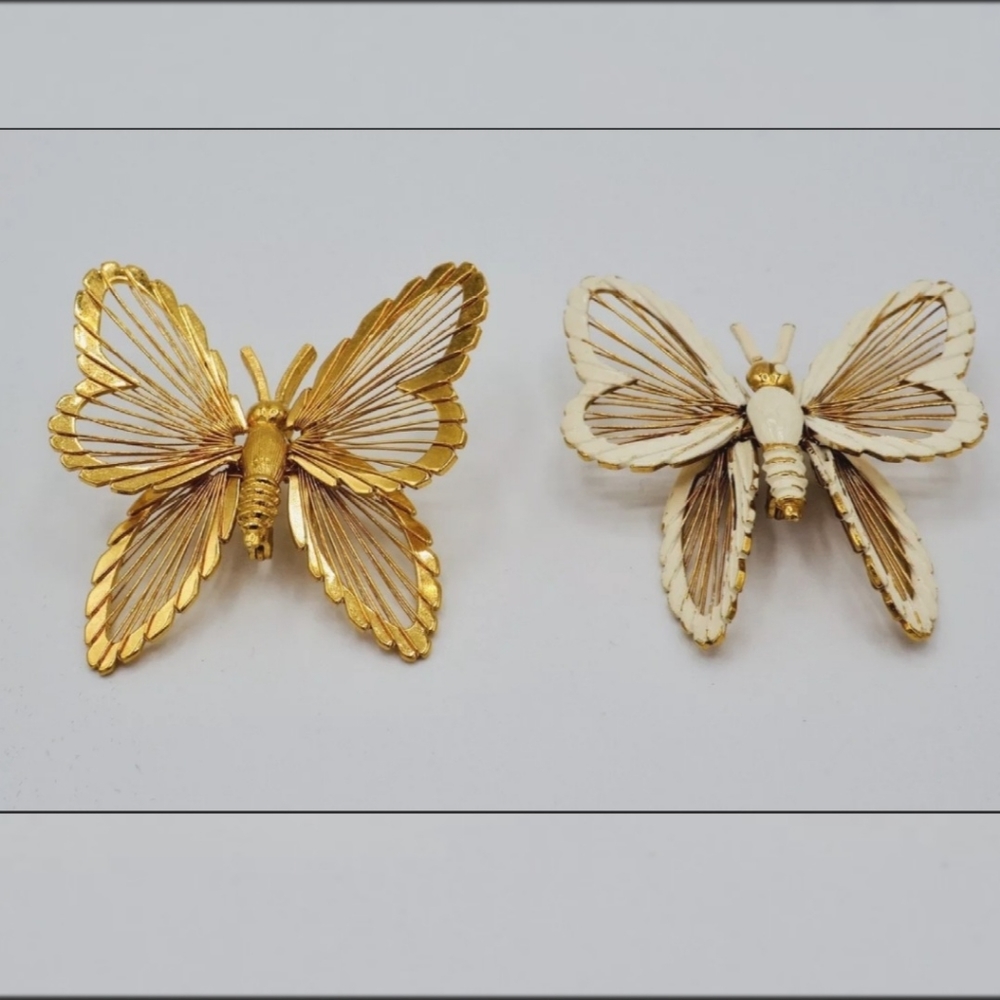 2 Vintage Estate Monet Butterfly Brooches (set)